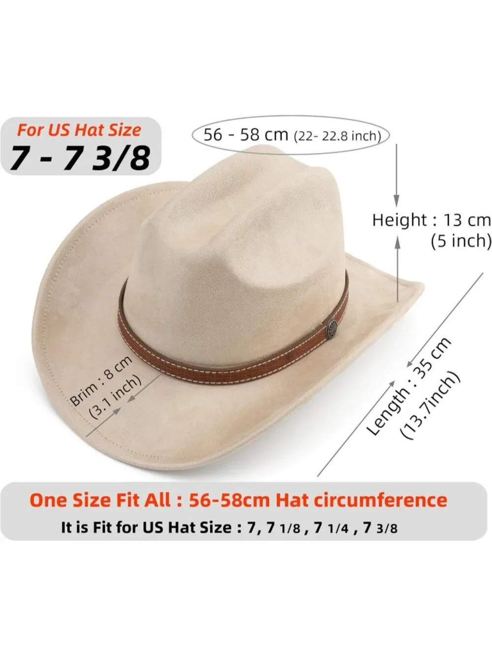 Kids Beige Pull-On Western Costume Cowboy Hat with Brown Band